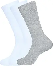 [ASSOTS] LONDON Men's Dress Socks, Pack of 3 Socks, Color - 2 White, 1 Grey