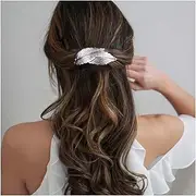 Ximdble Vintage Leaf Hair Clip Barrette Silver Metal Leaf Hair Barrette Alloy Leaf Hair Barrette Clip Minimalist Leaf Clip Barrette Hair Accessories for Women and Girls (Silver)