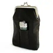Black Cigarette Soft Leather Case pouch Lighter Holder Men Lady US SELLER