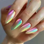Pearlescent Colored Halo Dyeing Nail Art Fashion Laser Almond False Detachable