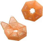 2Pcs 7-Sided Portable Pill Box Medicine Planner Small Case,Portable Pill Box Medicine Planner Small Case, 7 Day Weekly Travel Container,7 Day Medicine Box Case,Portable Pill Box Medicine Case,Orange