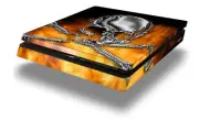 Skin for PS4 Slim Chrome Skull on Fire Playstation 4 Console