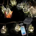 30FT Solar String Lights Outdoor Waterproof with Remote, 20 Edison Shatterpro...