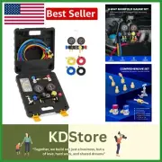 Professional AC Manifold Gauge Set with Color-Coded Hoses and Adapters for R410a