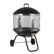 28" Portable Steel Grate Fire Pit Bowl w/ Door Spark Screen Outdoor Yard Heater