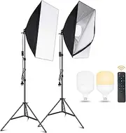 VOLKWELL Studio Softbox Lighting Continuous Lighting Kit, 2X 80W LED 5500K Bulbs Lamp & 20"x28"/50x70cm Soft Boxes for Professional Photography