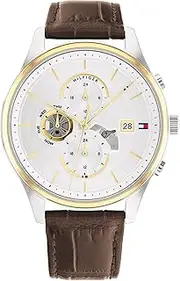 [Tommy Hilfiger] Men's Weston 1710501 Dress Quartz Watch, Silver White, 44 mm Case Diameter