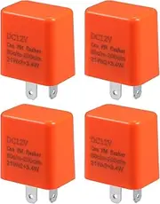 X AUTOHAUX 4pcs 12V Speed Adjustable 2 Pin LED Electronic Flasher Relay for Motorcycle Turn Signal Direct Replacement Universal Warn Hazard Flash Relay Orange