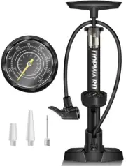 Bike Tire Pump with Gauge, Air Pump Portable, Fits Presta & Schrader Valves, ...