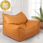Large PU Bean Bag Chair Cover Indoor Game Lounger Lazy Sofa Seat Brown