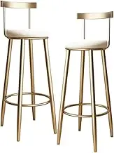 Luxury Barstool Counter Height Barstools with Backrest High Stool Wrought Iron Bar Stool Gold Metal Leg Velvet Cushion, Kitchen Breakfast Chair Footrest for Bistro Pub Dining Room Coffee