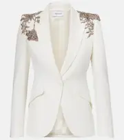 [McQueen] McQueen Embroidered single-breasted blazer AU 6 white