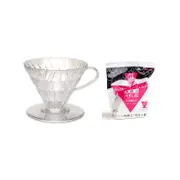 Hario V60 - 01 Coffee Dripper With 100 Filter Papers. Includes A Free Measuring Cup