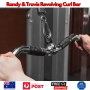 Randy & Travis Rubber-Coated Revolving Curl Row Bar Attachment Gym Weight Cable