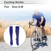 Cycling Socks Anti-friction Size S-M High-cut Cycling Socks Grey Blue 1 Pair