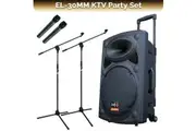 E-Lektron Kvocal 12 Portable Bluetooth Speaker with 2 Wireless Microphones and Mic Stands