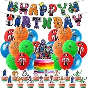 Rainbow Friends Party Supplies 46 Pieces Rainbow Friends Birthday Party Decorations Banner/Cake Topper for Rainbow Friends Theme Decorations