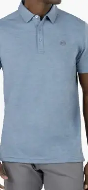 NWT Travis Mathew Blue The Heater Heating Up Golf Polo Shirt Mens Medium