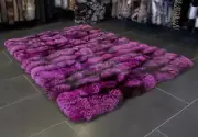 4976 Silver Fox Fur Carpet in Purple Pelt Rug Real Fur Runner Genuine Furs Pelt