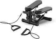 Portable Twist Stair Stepper Adjustable Resistance, Fitness Mini Stepper with Resistance Bands and LCD Monitor, for HOM