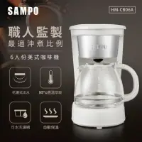 在飛比找momo購物網優惠-【SAMPO 聲寶】6人份美式咖啡機(HM-CB06A)
