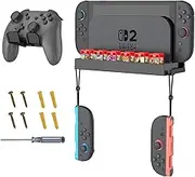 Fintie Wall Mount for Nintendo Switch 2, Metal Wall Mount Kit with 1 Controller Holder, 12 Game Card Holders, 2 Joy-Con Hooks, Space-Saving Console Organizer Behind TV, Black