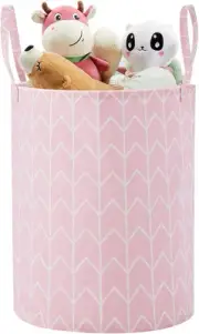TECHMILLY Large Storage Basket for Girls and Boys, 1 Pack, Pink Geometry