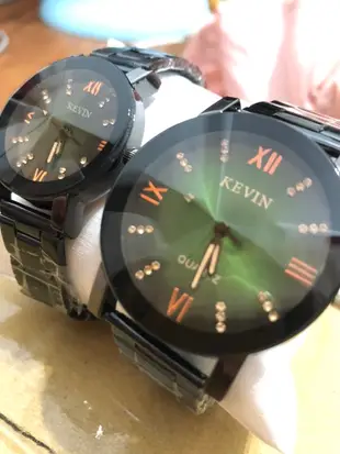 KEVIN 羅馬時刻情人對錶 情侶錶 時刻鑲鑽 男錶 女錶 防水手錶 大+小