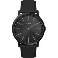 在飛比找momo購物網優惠-【TIMEX】天美時 風格系列 超薄時尚手錶 黑x黑 TXT