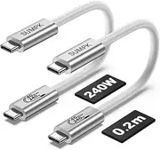 20cm Short USB4 Cable, SUMPK 240W USB C to USB C Cable Fast Charging, 8K HD Display, 40gbps Data Transfer Type C Cord Compatible for iPhone 15/15Plus/15Pro/ Max