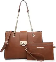 [Dasein] Leather Handbag Tote Hobo Bag for Women Shoulder Purse Top Handle Satchel Bag with Matching Clutch