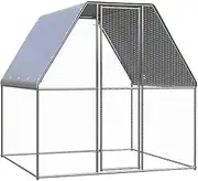 Outdoor Chicken Cage Coop Pet House Silver and Grey 2x2x2 m Galvanised Steel
