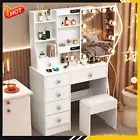 Vanity Table Set with 10 LED Lighted Mirror Makeup Dressing Table Dresser Desk