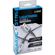 Crest Lightning to USB A Braided Cable Assorted 1.5m each