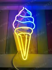 Ice Cream Cane Shop Open Acrylic 14" Neon Light Sign Lamp Display Wall Decor