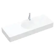 Encanto 1200 Solid Surface Wall Basin, Centre Bowl, 1 Tap Hole, Matte White