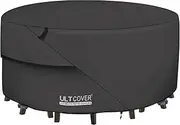 ULTCOVER Round Patio Furniture Cover - Outdoor Waterproof Table with Chair Set Cover 76 inch, Black