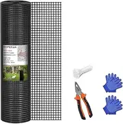 HOPERAN Hardware Cloth 1/2 inch 36 x 50 Ft Mesh 18 Ga Black PVC Coated Chicken Wire Mesh - Vinyl + Galvanized Double Coated Fence - Welded Wire Mesh Roll for Chicken Coop Fencing Garden Fencing