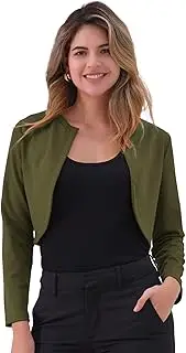 [Allegra K] Women's Curved Hem Crop Top Open Front Bolero Shrug