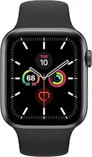 Apple Watch Series 5 (GPS, 44MM) - Space Grey Aluminium Case with Black Sport Band (Renewed)