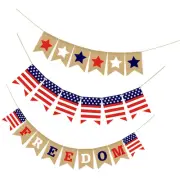 3 Pcs Pull The Flag Bunting Garland Banner Day Decoration Star Decorations