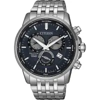在飛比找Yahoo奇摩購物中心優惠-CITIZEN 星辰 光動能萬年曆手錶 送禮推薦-灰藍x銀/