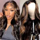 Ombre Lace Front Wig Human Hair 22Inch Colored Highlight Lace Front Wig Human...