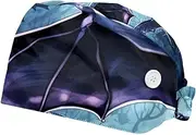 [YTYVAGT] 2-Pc,Scrub Bouffant Caps,Workout Hat with Sweatband Headgear for Women,Animal Bat Art Illustration