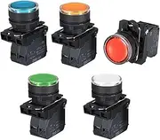 HAODEE 22MM Waterproof Illuminated Push Button Switch momentary Switch with Integral LED NB5 XB5 AW33B1C 22mm Spring Return 1NO 1NC (Color : Green, Size : 220V)