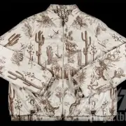 CHRISTIAN DIOR X CACTUS JACK ZIPPED BLOUSON JACKET 54 WHITE BROWN TRAVIS SCOTT