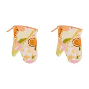2x Annabel Trends Linen Single Oven Mitt Cooking Glove 18x26cm Tutti Fruitti