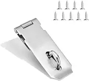 WELANE Door Locks Hasp Latch, Stainless Steel Gate Lock Hasp with Screws for Doors, Cabinets, Pet Cage (10 X 3.9cm)