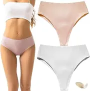 [HUIQINGLI] Aura Invisible Camel Toe Thong High Waisted Comfortable Sexy Seamless Thongs for Ladies No Show Panty Pack