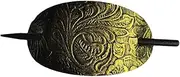 Hair Barrette with Stick - Hair Slider Pin Ponytail Holder, Oval Shape Faux Leather Ponytail Holder | Bohemian Style Hair Clips, Ponytail Hairpins for Women and Girls, Long Hair Accessories
